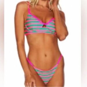 Beach Riot Swim bra Size S green and pink NWOT
